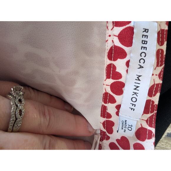 Rebecca Minkoff Womens Cassia Printed Pleated Mini Skirt Sz 10 Red Heart Flowy - Picture 4 of 6